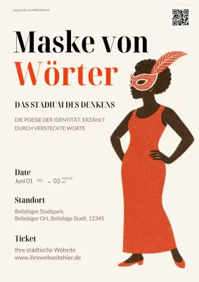 Rotes Vintages Karnevalseinladungsplakat