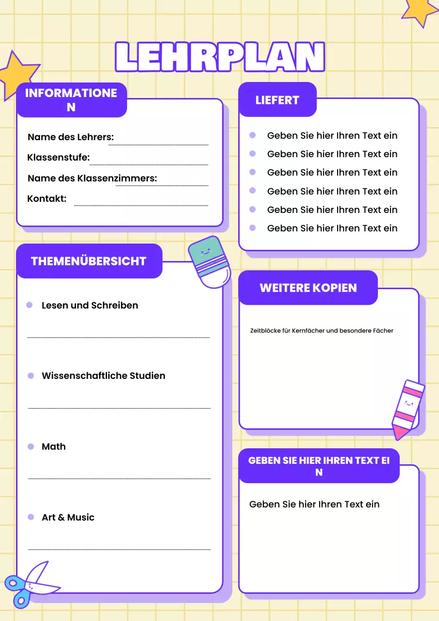 rosa verspielter Unterrichtsplan