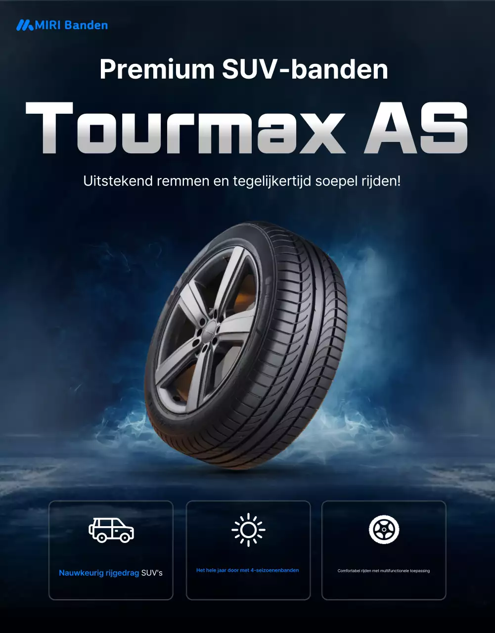 Advertentie voor blauwe moderne banden