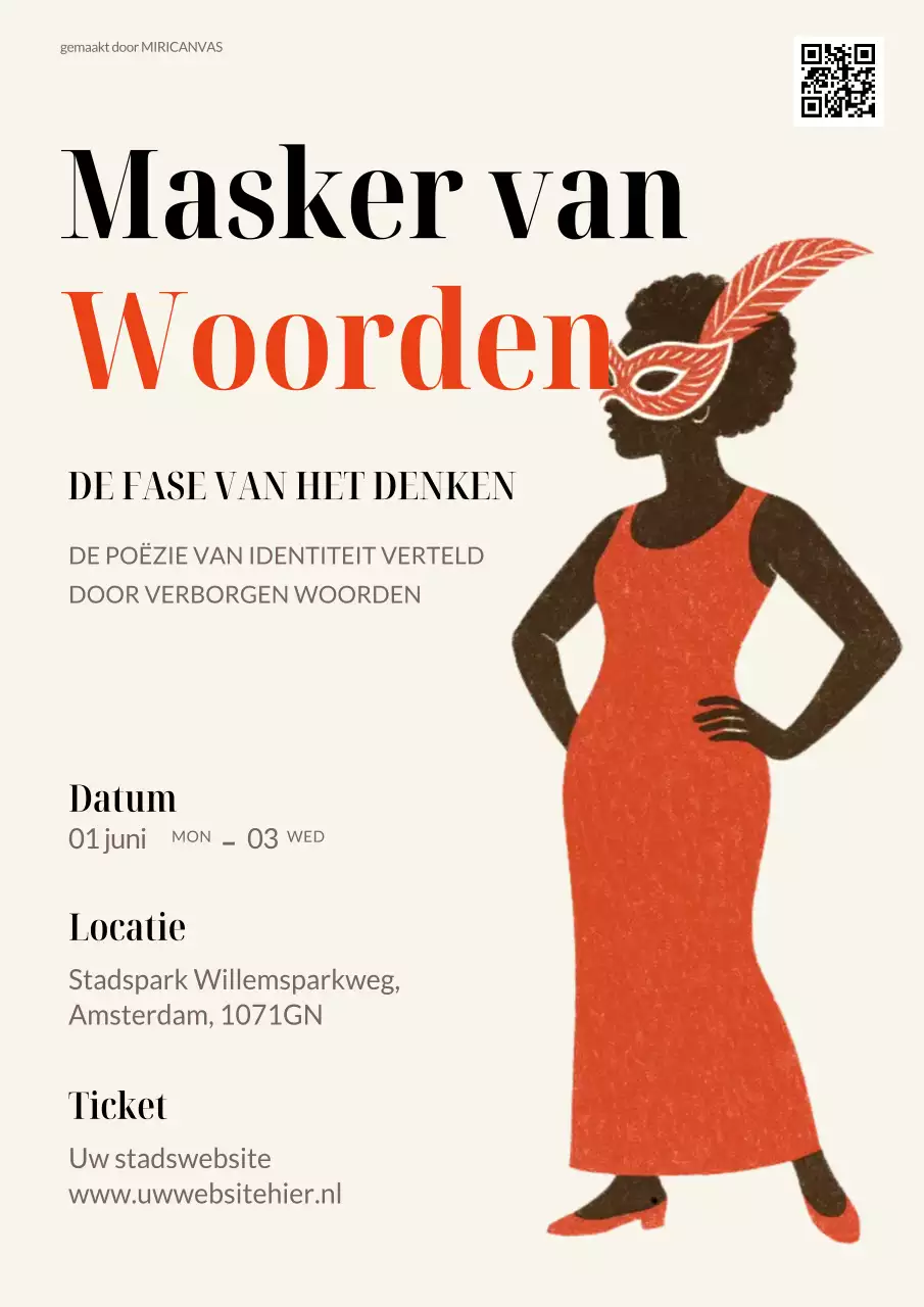 Rode vintage carnavalsuitnodigingsposter