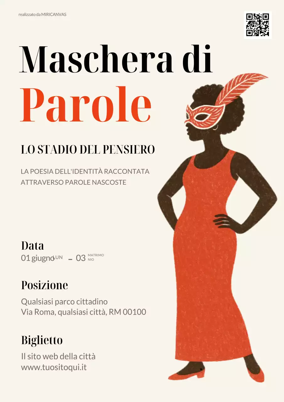 Manifesto di invito al Carnevale d'epoca rosso