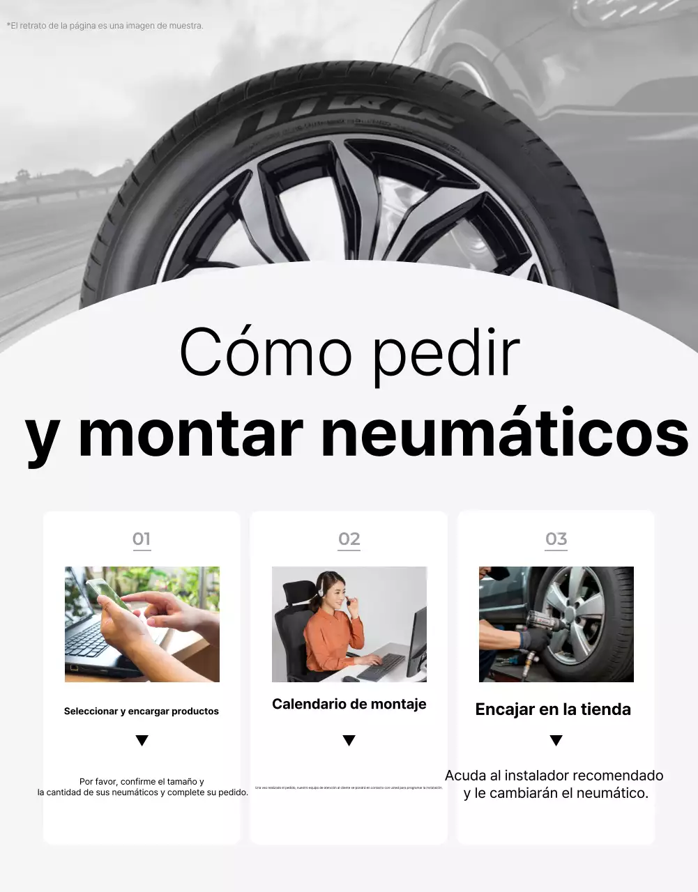 Anuncio de neumáticos modernos azules