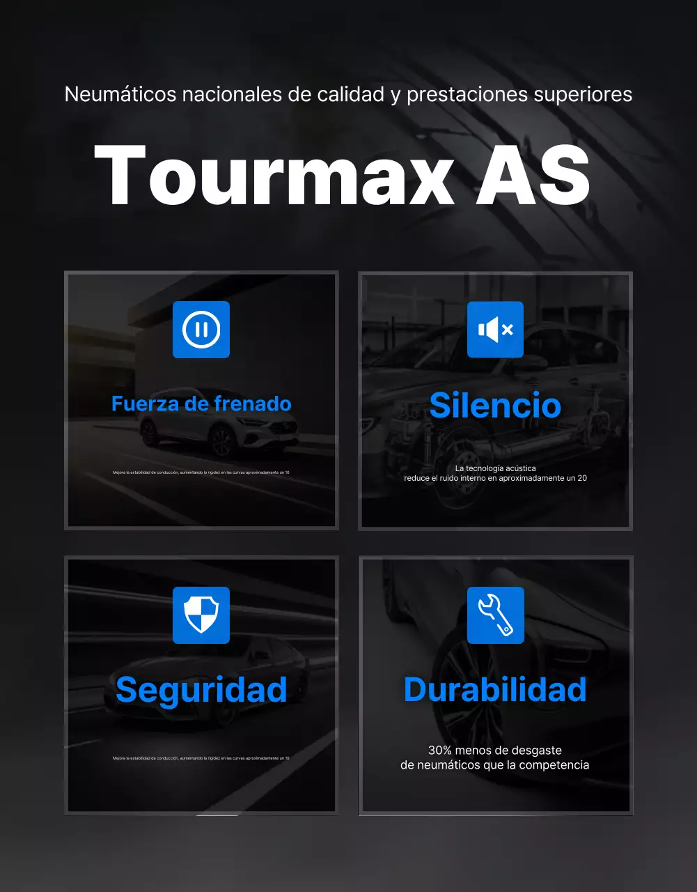 Anuncio de neumáticos modernos azules