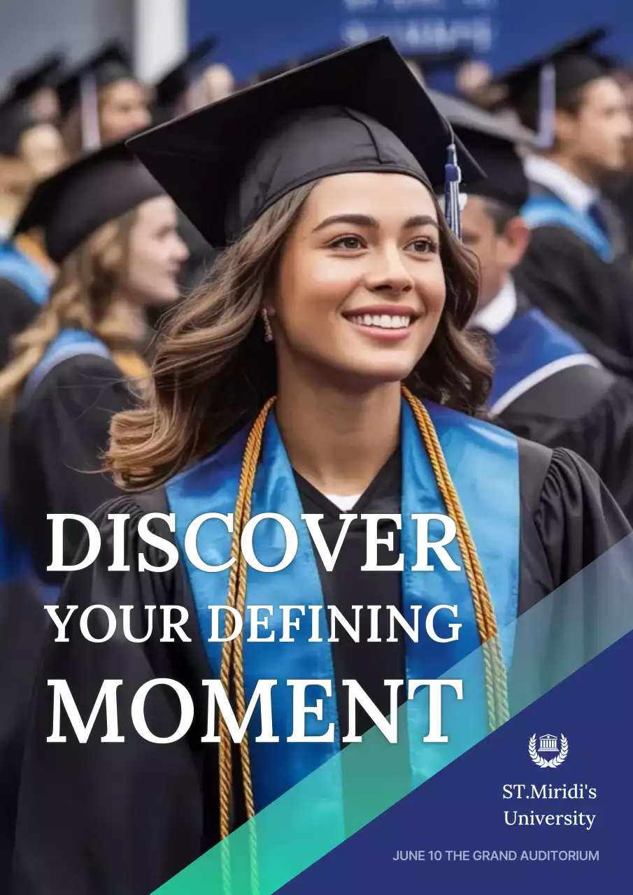 Blue Modern Graduation Commencement Invitation