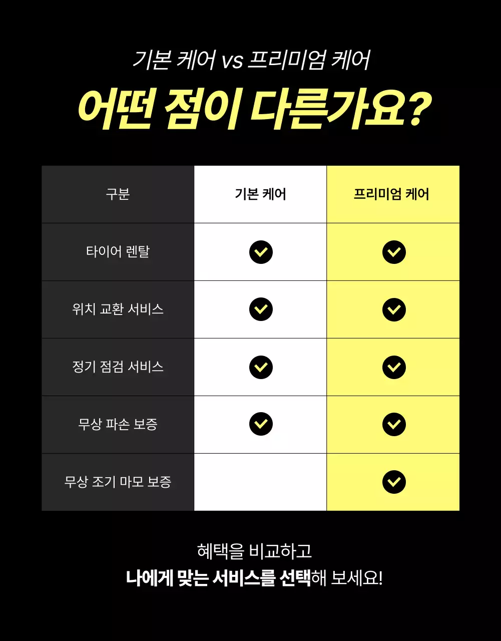 검정 모던 타이어 렌탈 광고