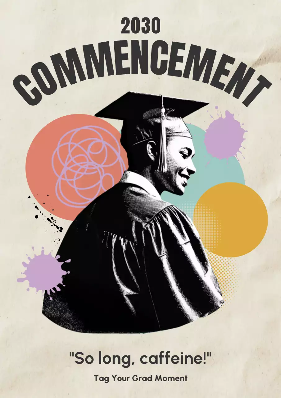 Beige Retro Graduation Commencement Announcement