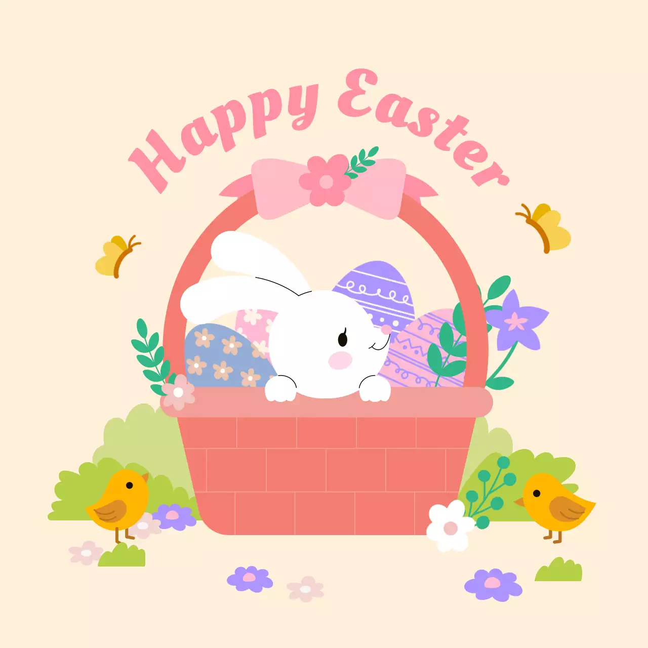 베이지 아기자기한 부활절 엽서