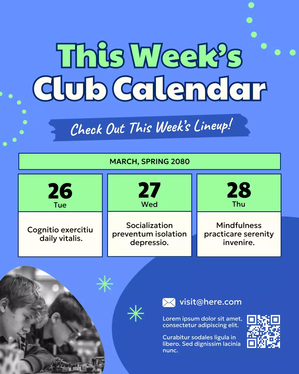 Blue Modern Club Calendar Schedule Instagram Post