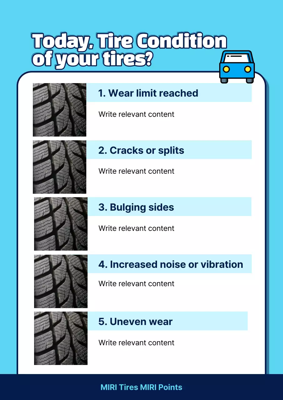 Thông tin kiểm tra tình trạng lốp xe nghệ thuật đại chúng màu xanh da trời và trắng