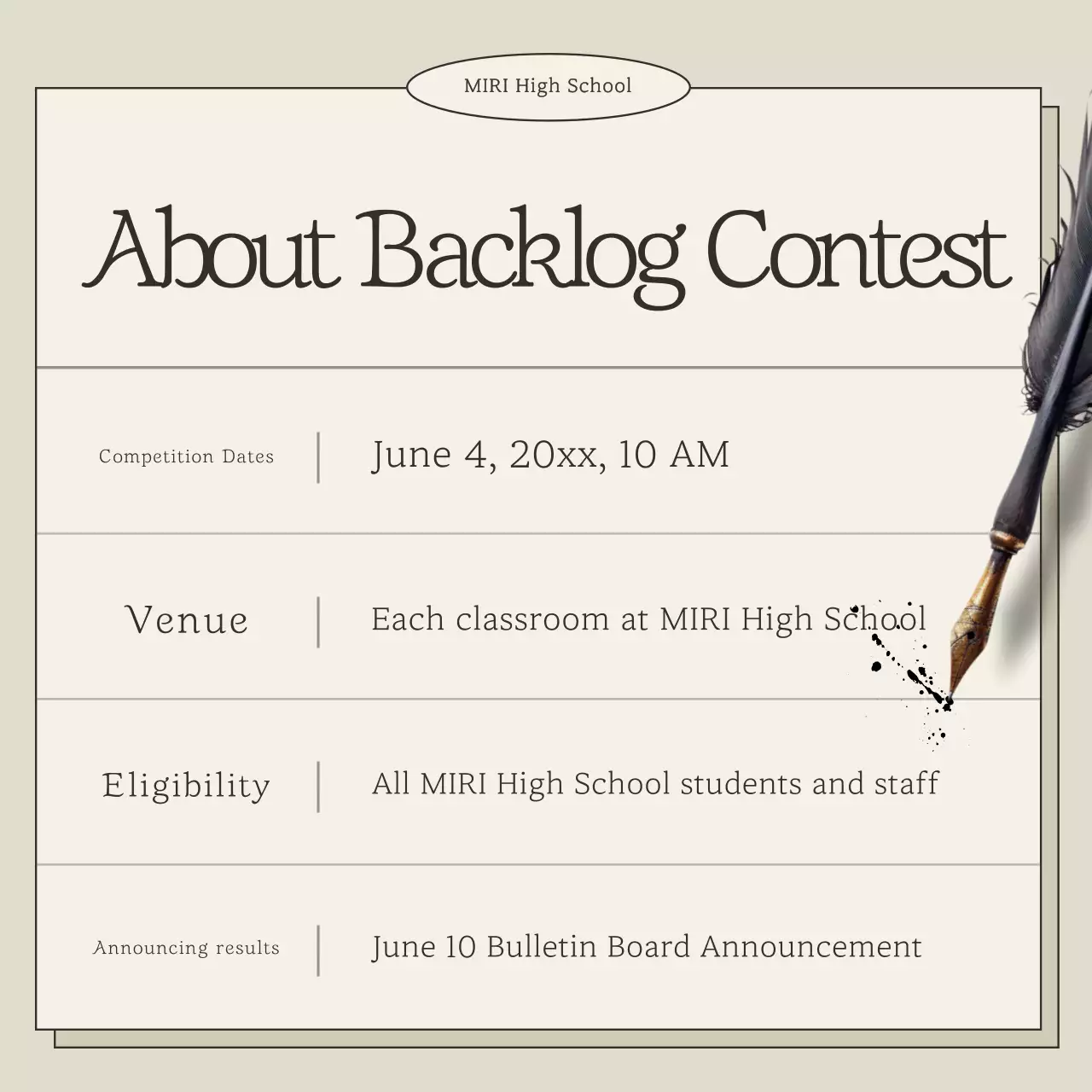 Beige Classic Reading Contest