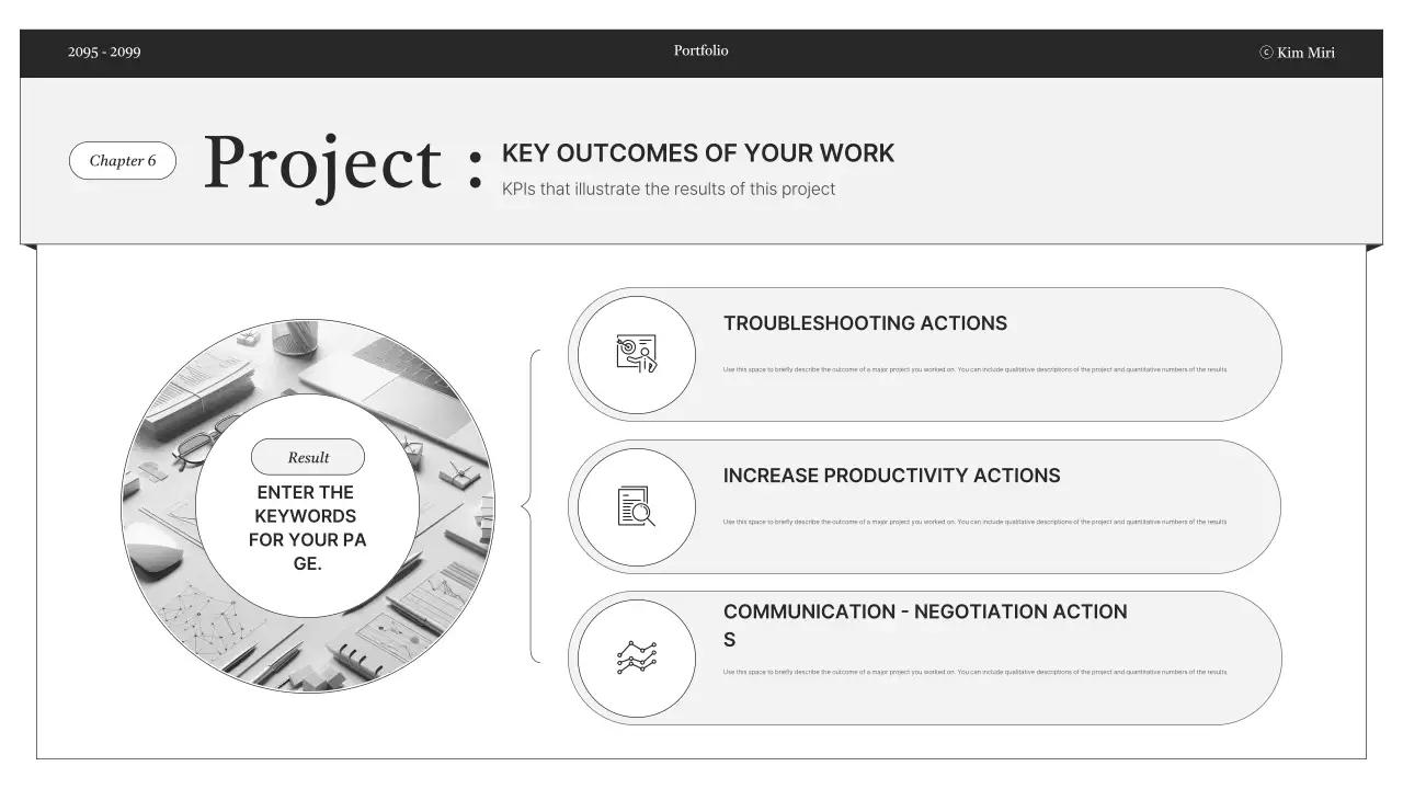 Entrega de informações de portfólio minimalista em preto e branco