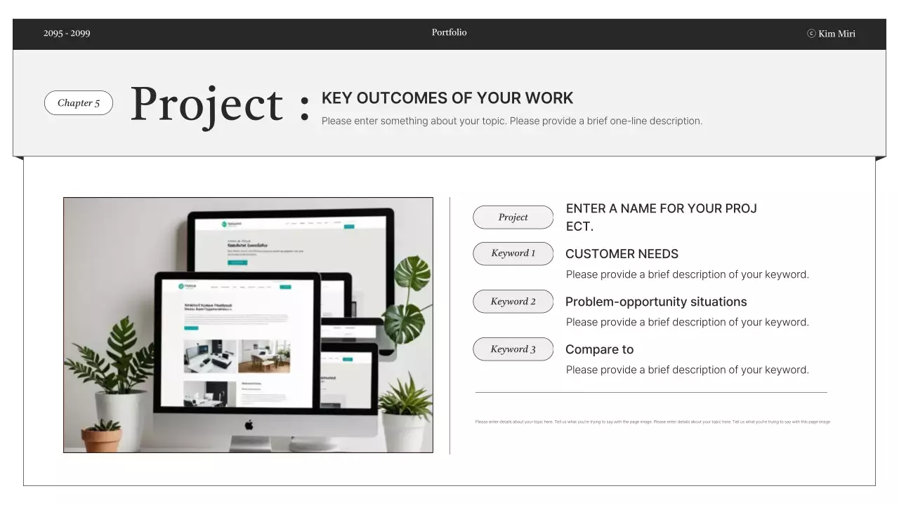 Entrega de informações de portfólio minimalista em preto e branco
