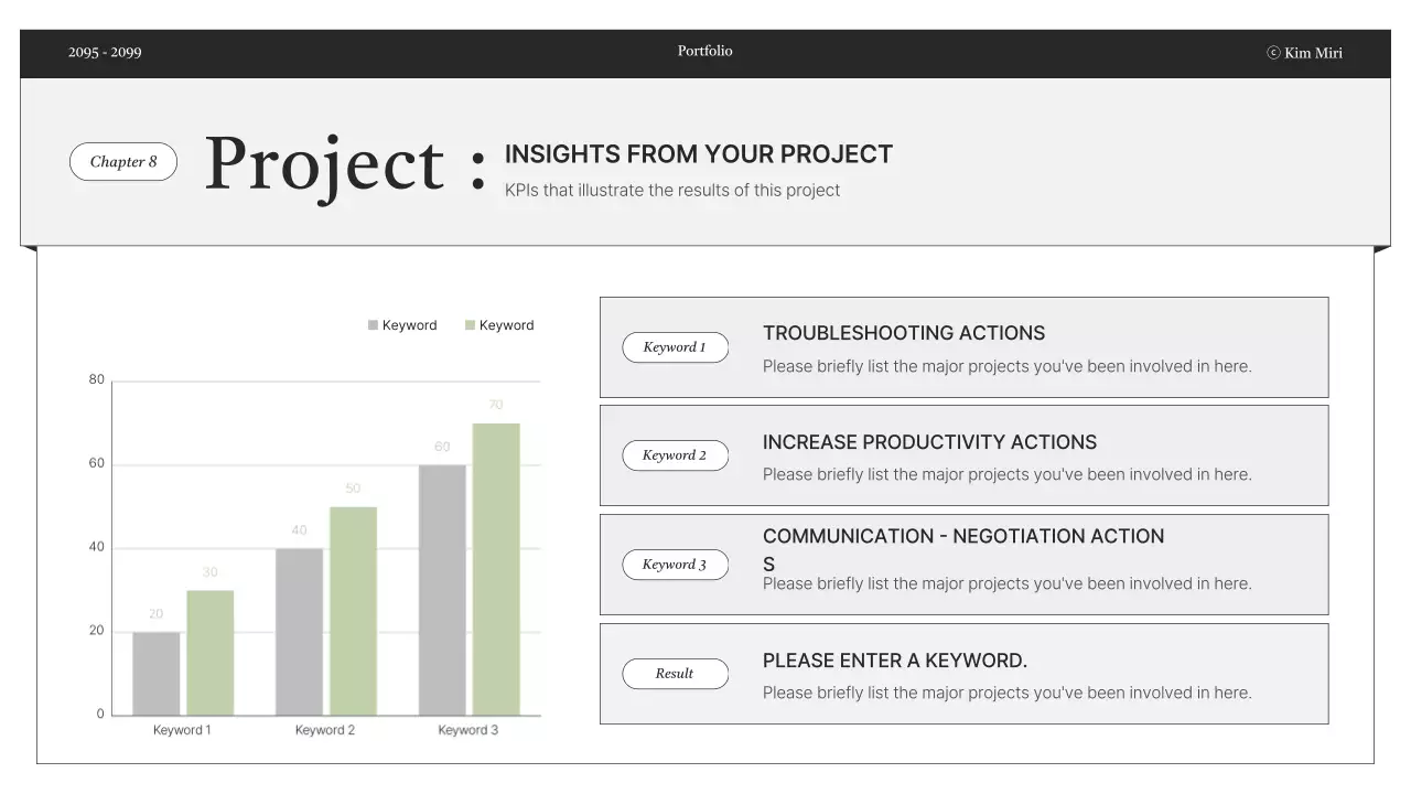 Entrega de informações de portfólio minimalista em preto e branco
