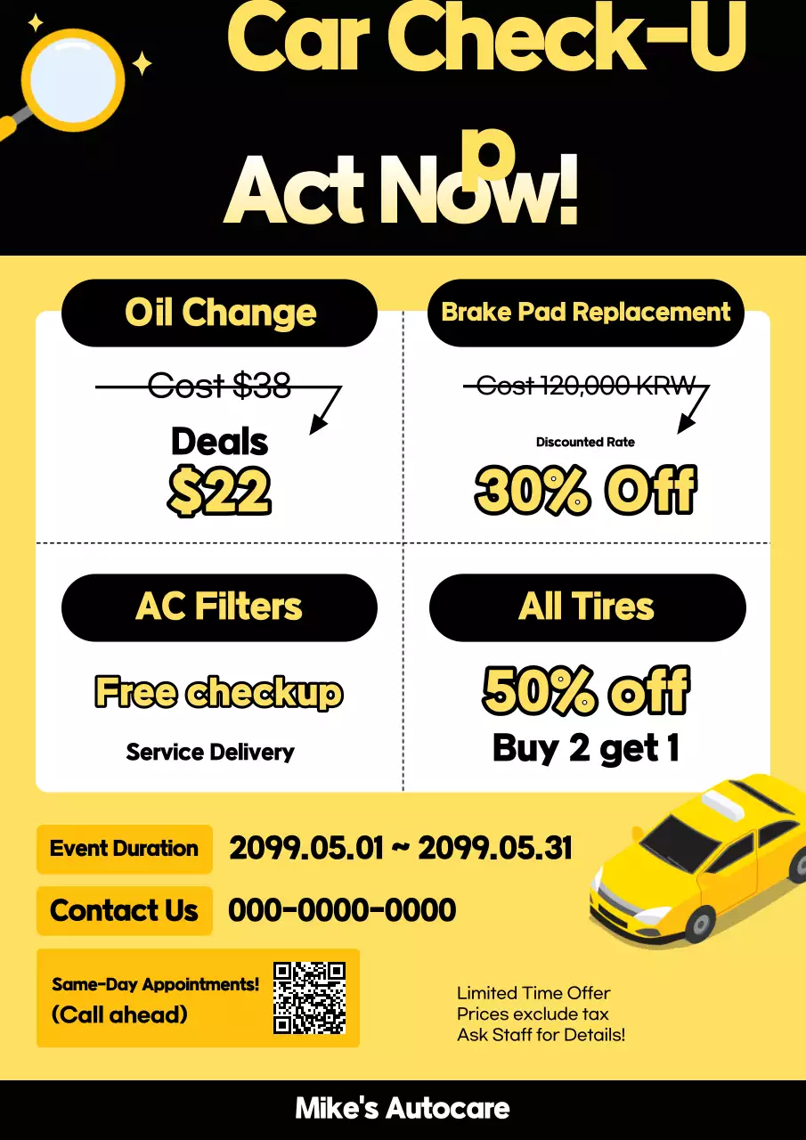 Promosi Inspeksi Mobil Modern Kuning