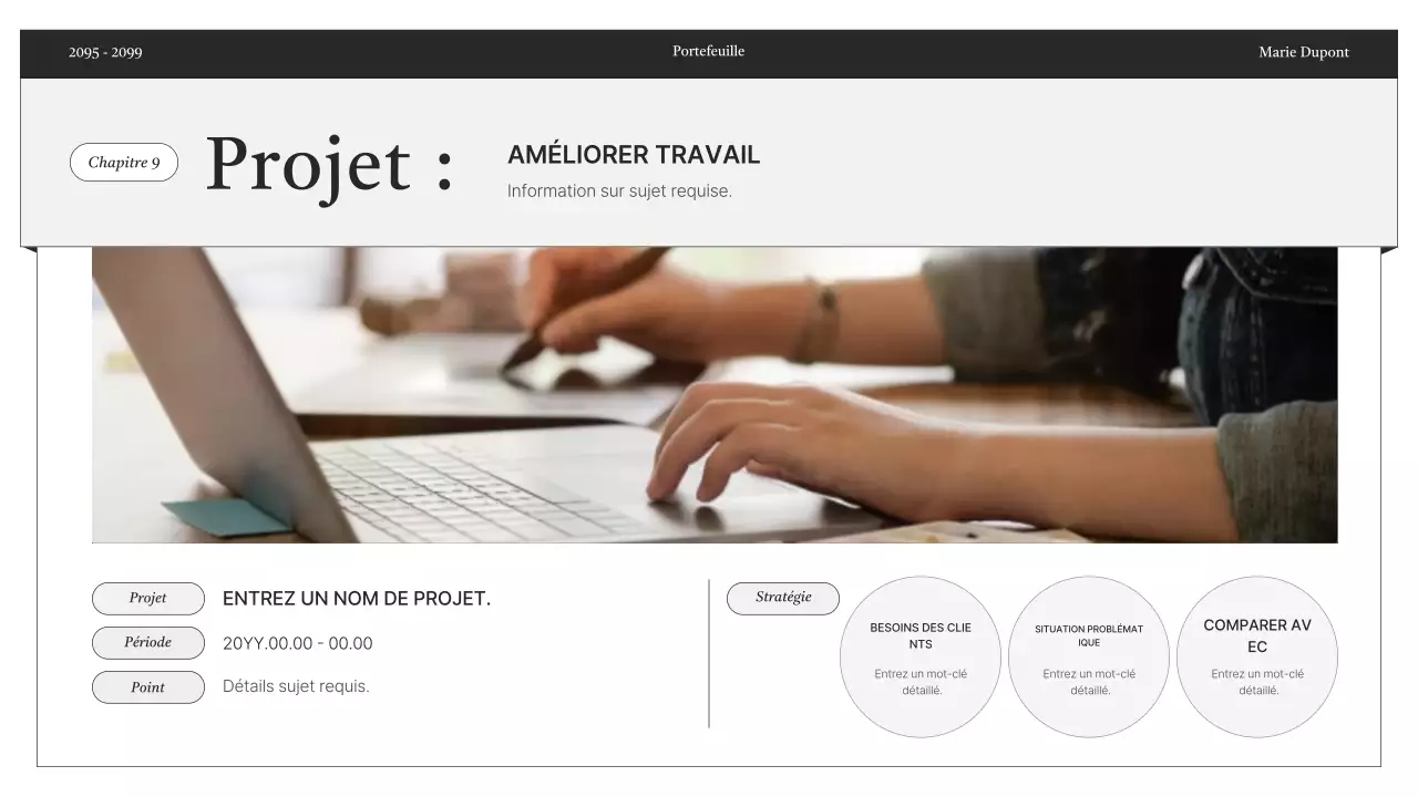 Informations sur le portfolio minimaliste en noir et blanc