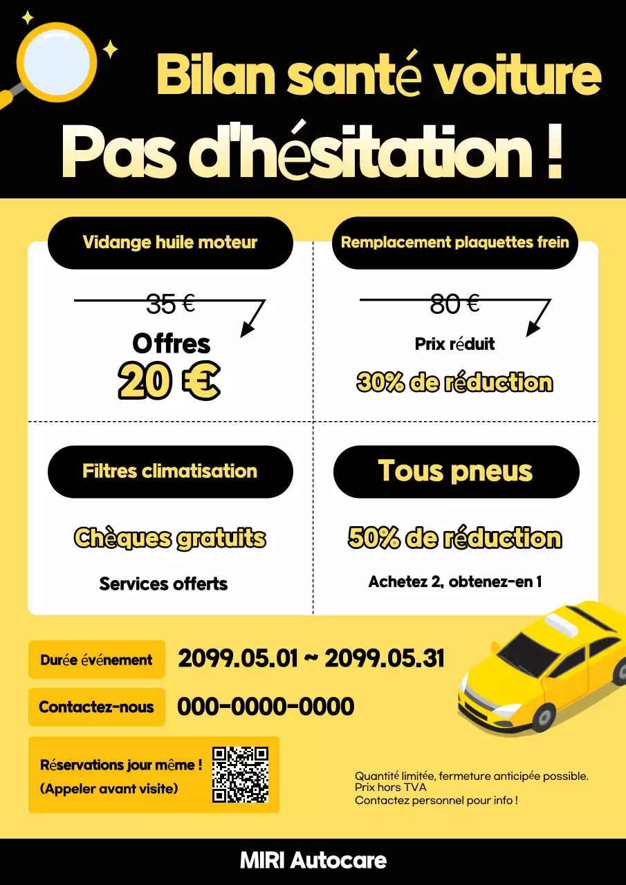 Promotion d'inspection de voiture moderne jaune