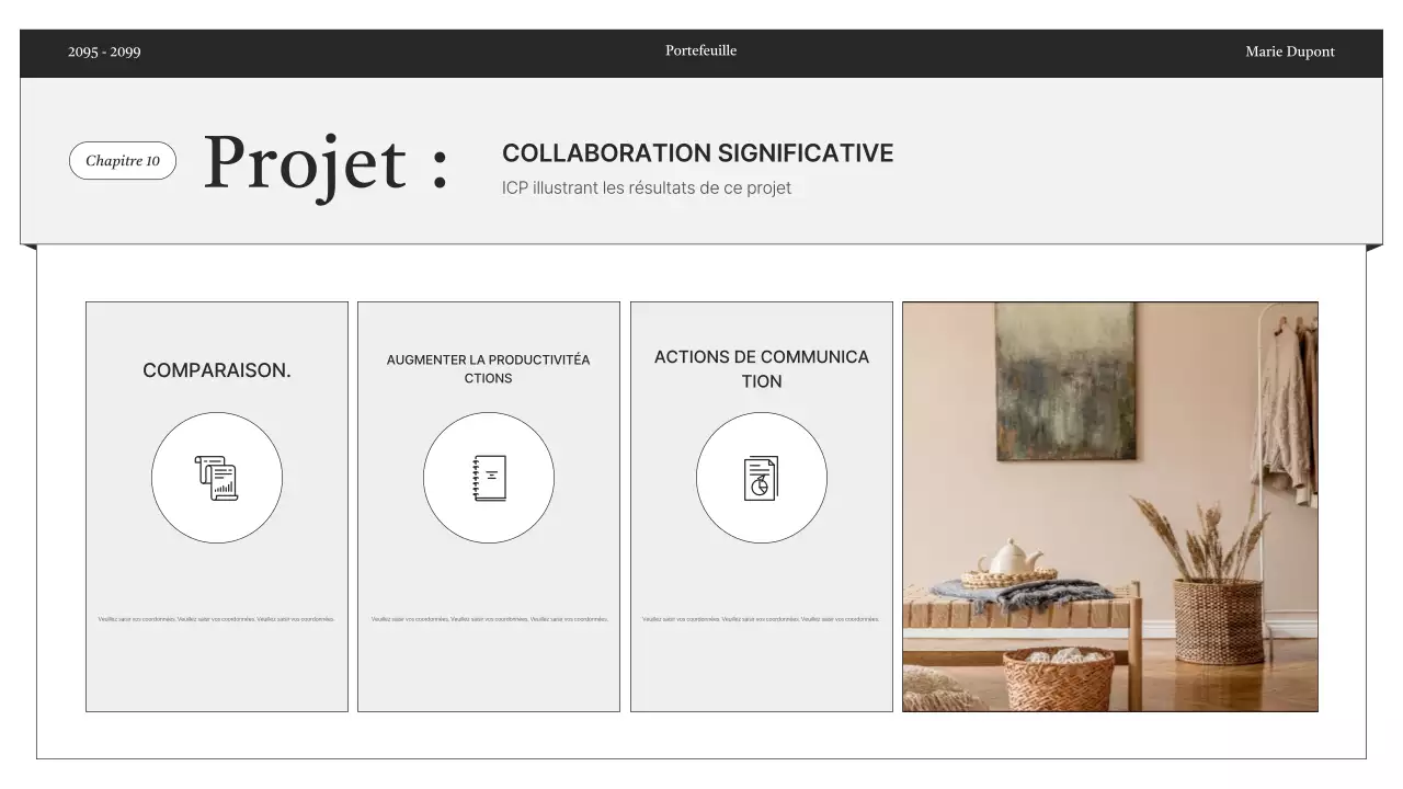 Informations sur le portfolio minimaliste en noir et blanc