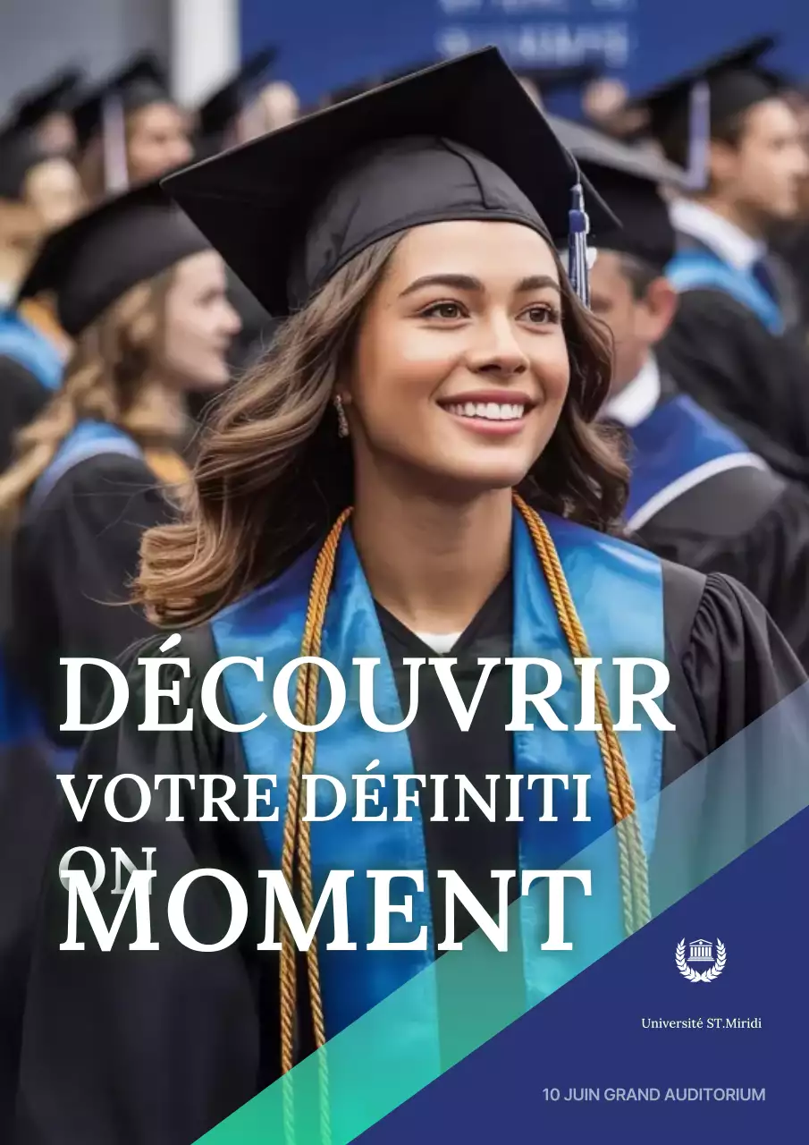 Invitation de remise de diplôme moderne bleue
