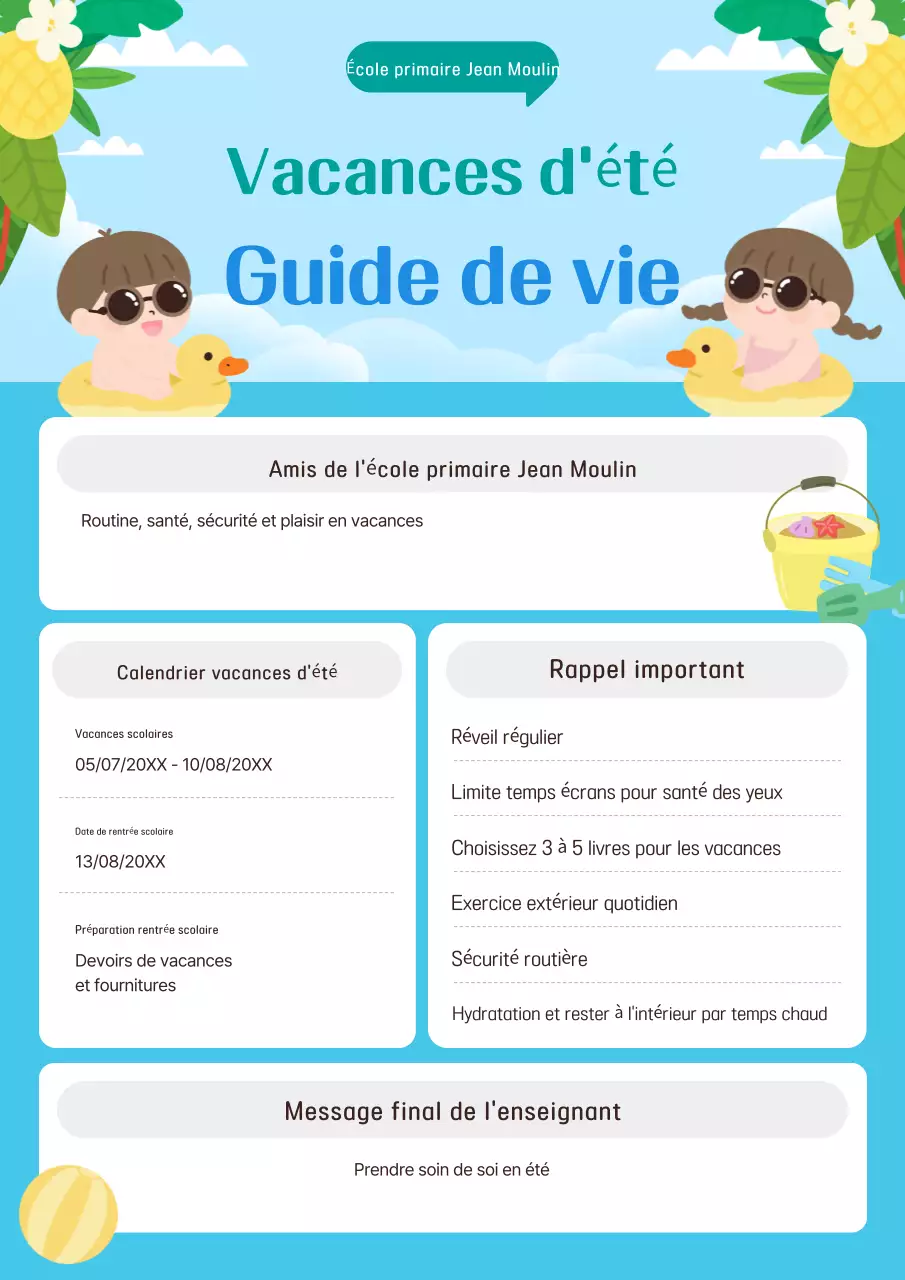 Guide des vacances d'été de Sky Blue Baby