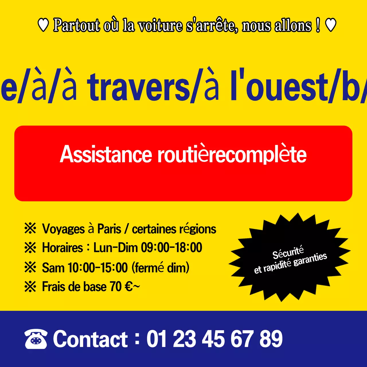 Publicité jaune sur l'entretien de base des véhicules