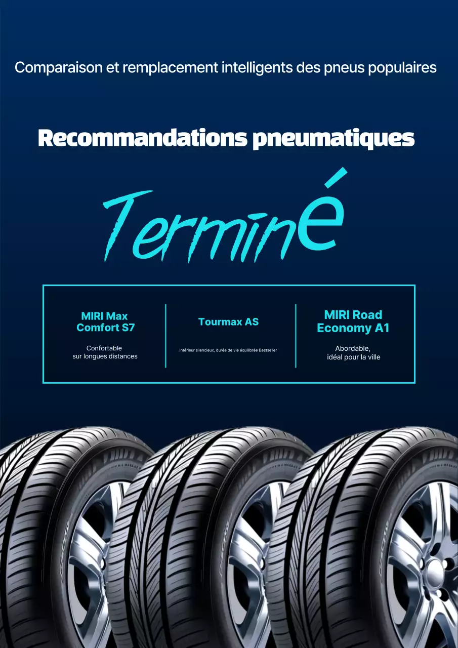 Promotion de recommandation de pneus bleus propres et bleu ciel