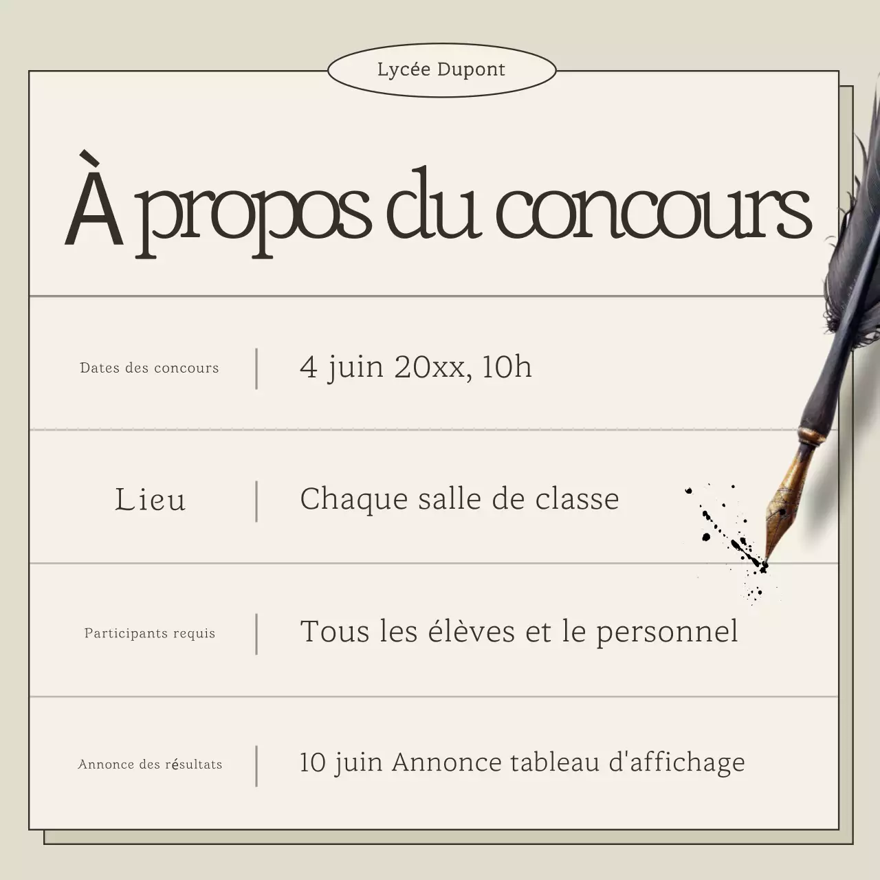 Concours de lecture classique beige
