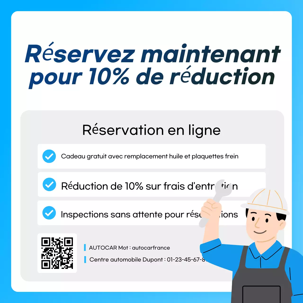 Publicité pour un entretien automobile moderne bleu ciel