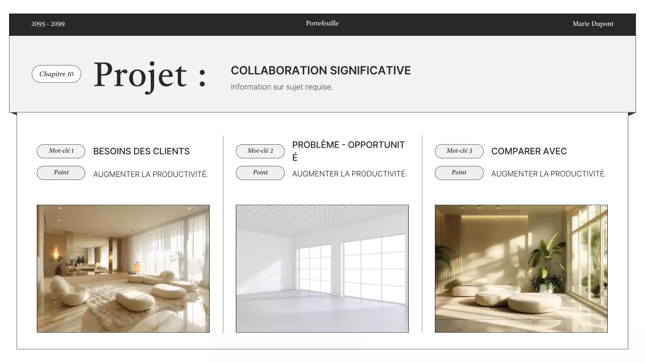 Informations sur le portfolio minimaliste en noir et blanc