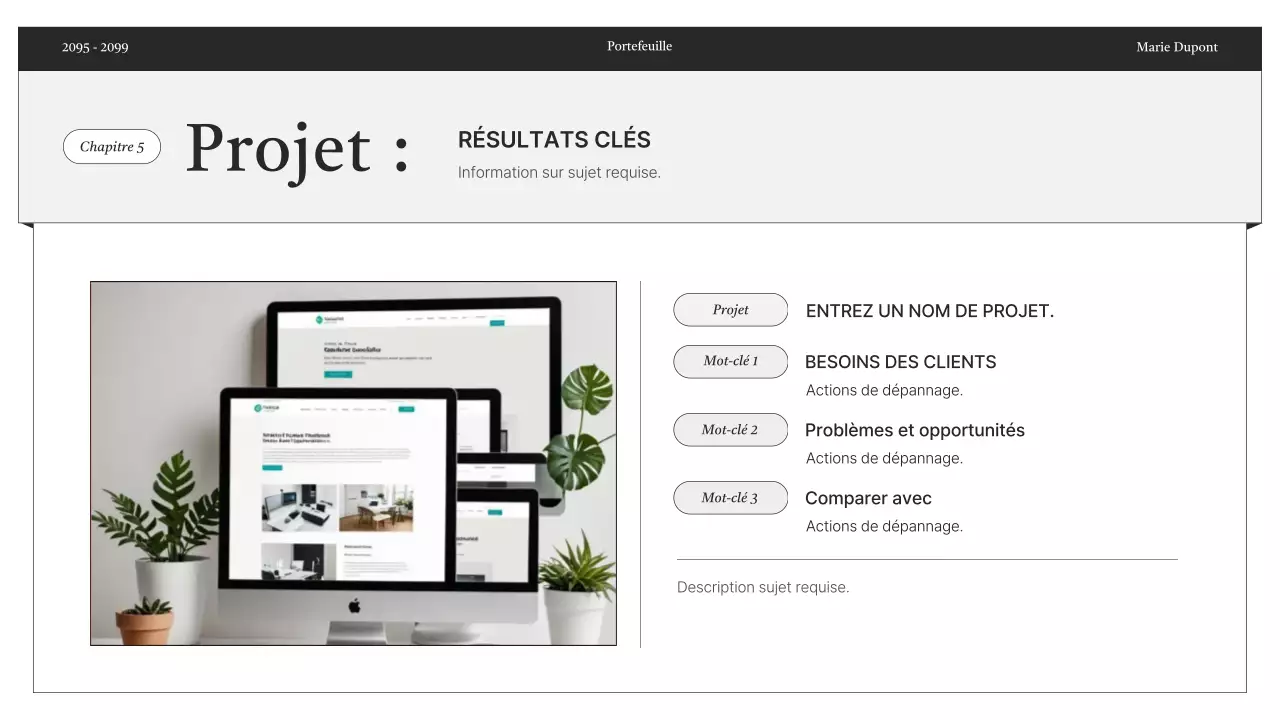 Informations sur le portfolio minimaliste en noir et blanc