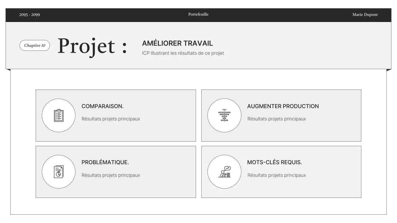Informations sur le portfolio minimaliste en noir et blanc