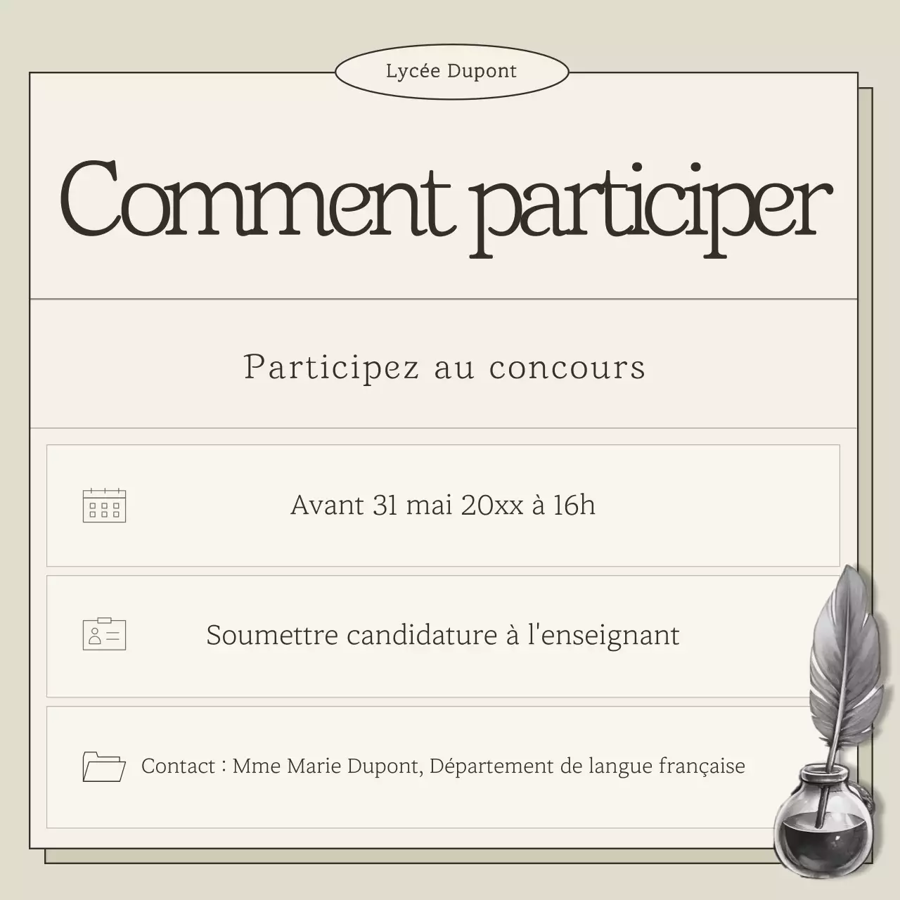 Concours de lecture classique beige