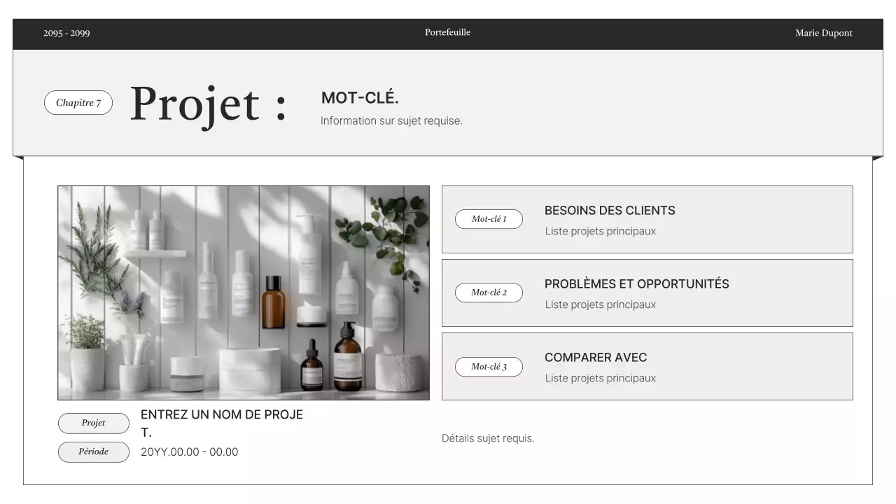 Informations sur le portfolio minimaliste en noir et blanc