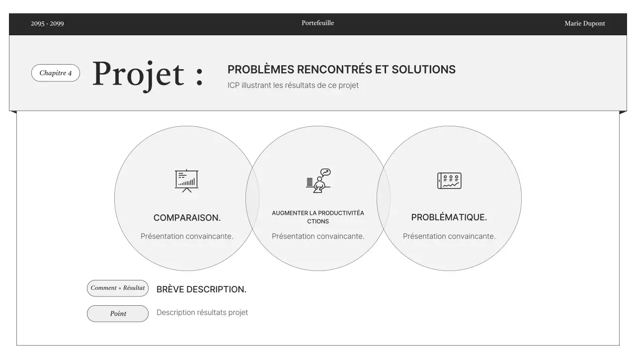Informations sur le portfolio minimaliste en noir et blanc