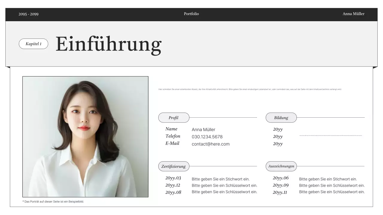 Schwarz-Weiß-Minimalportfolio-Informationslieferung