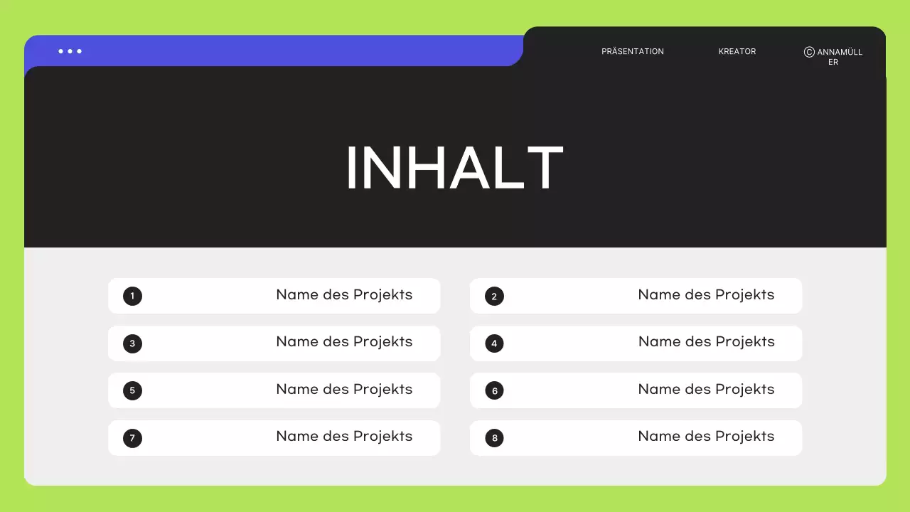 Grünes modernes Portfolio-Briefpapier
