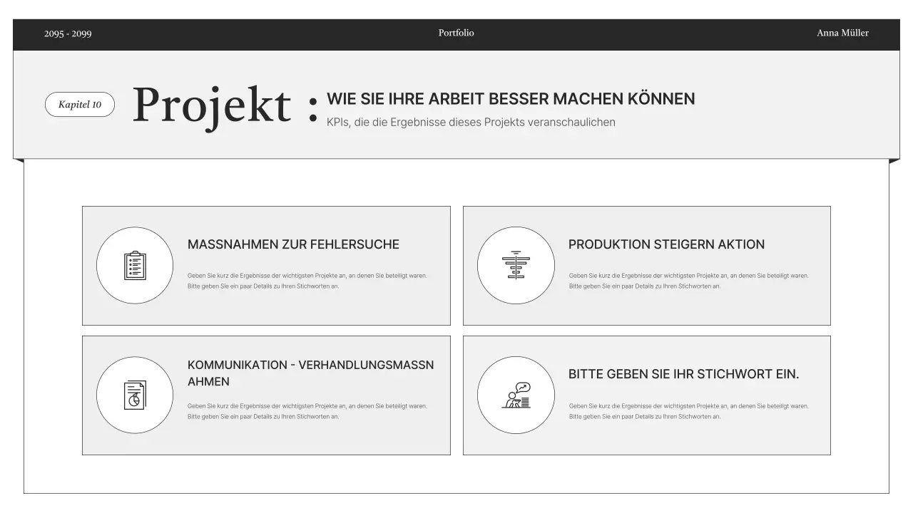 Schwarz-Weiß-Minimalportfolio-Informationslieferung