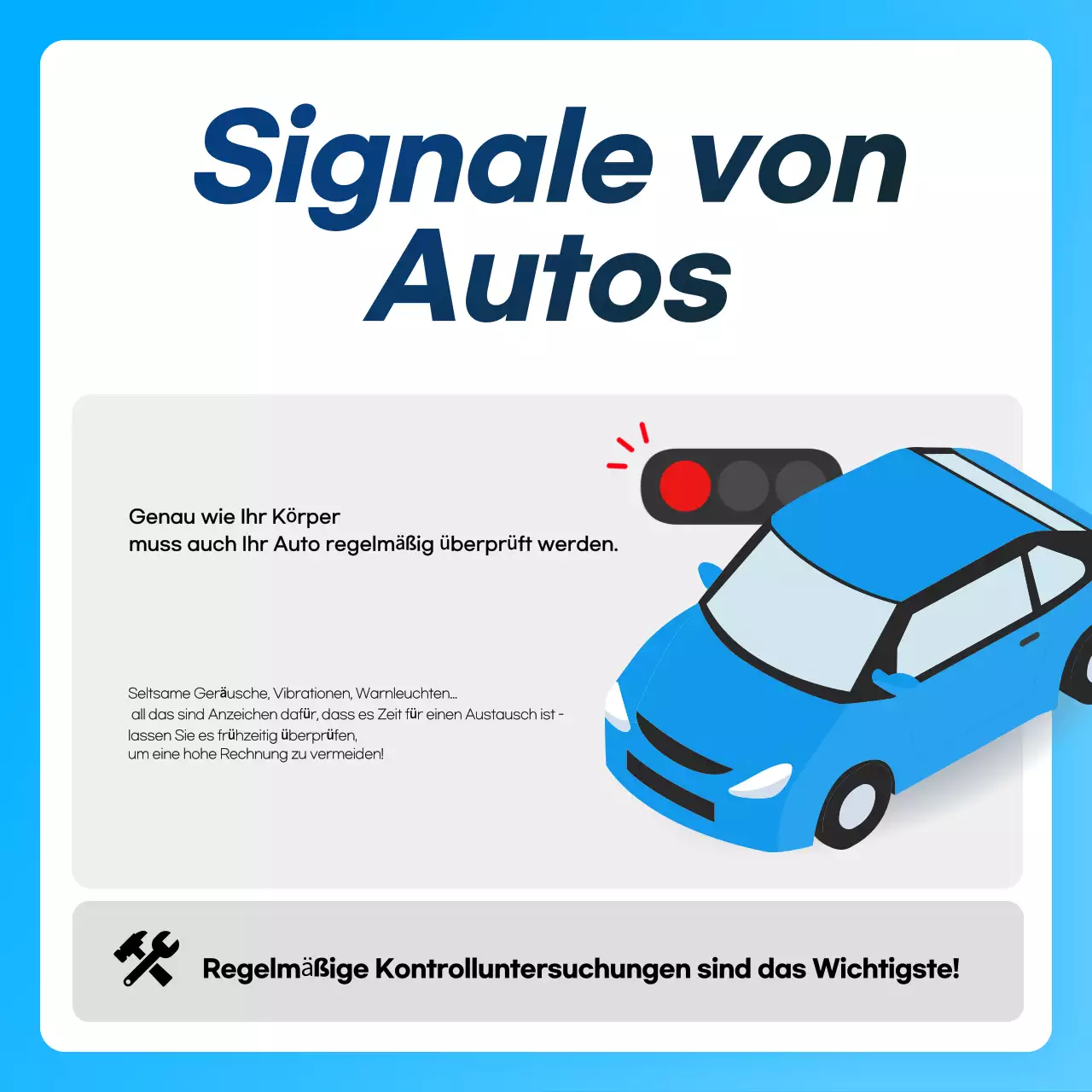 Himmelblaue moderne Autopflegeanzeige