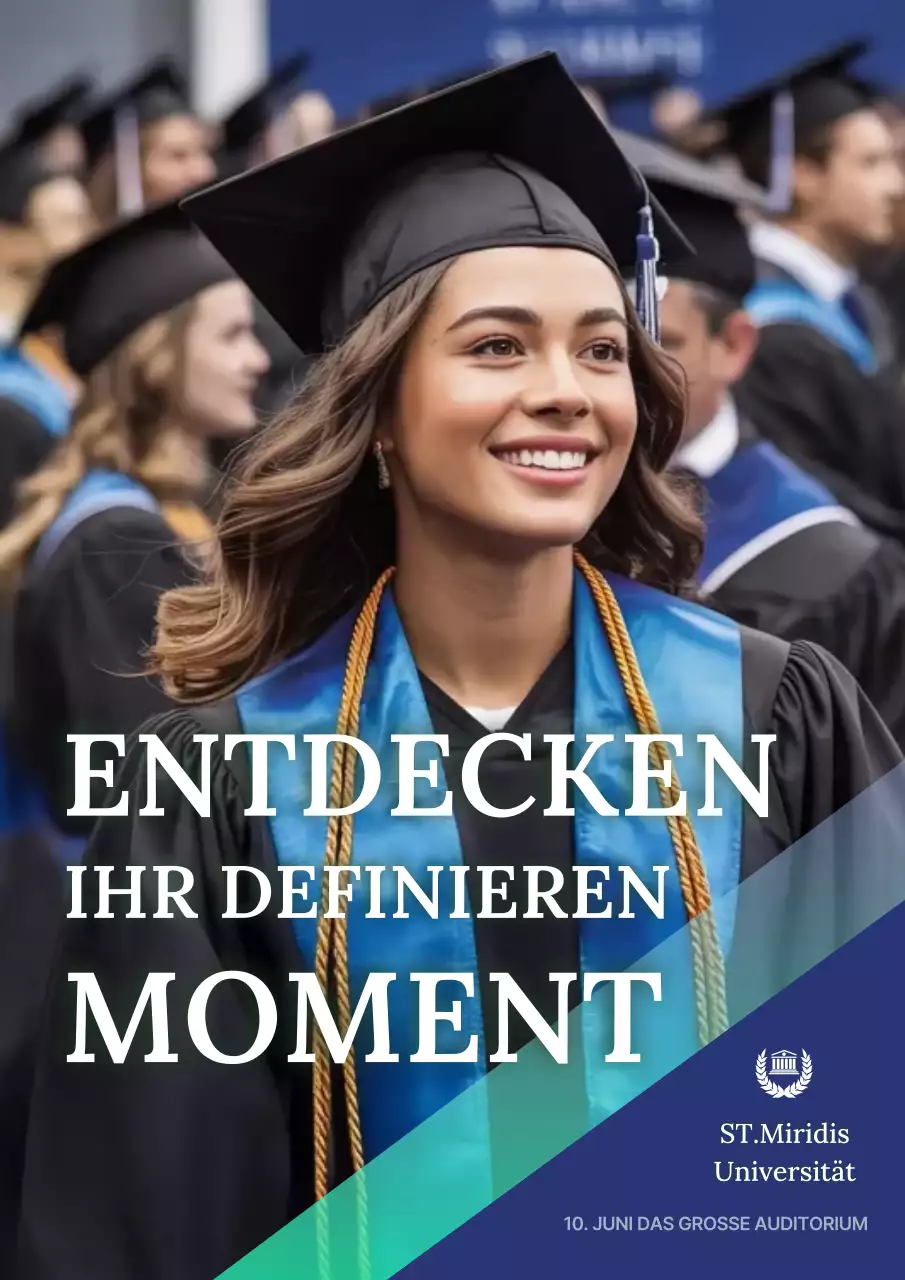 Blaue moderne Abschluss-Einladung