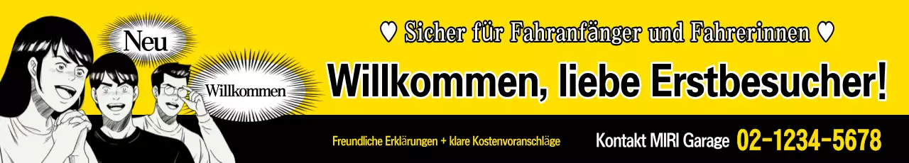 Gelbe Retro-Fahrwerbung