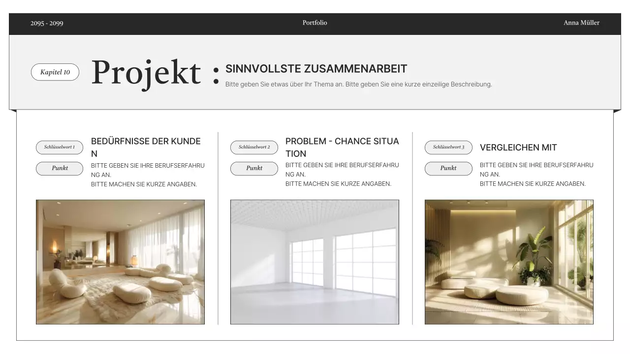Schwarz-Weiß-Minimalportfolio-Informationslieferung