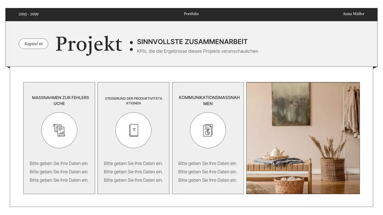 Schwarz-Weiß-Minimalportfolio-Informationslieferung