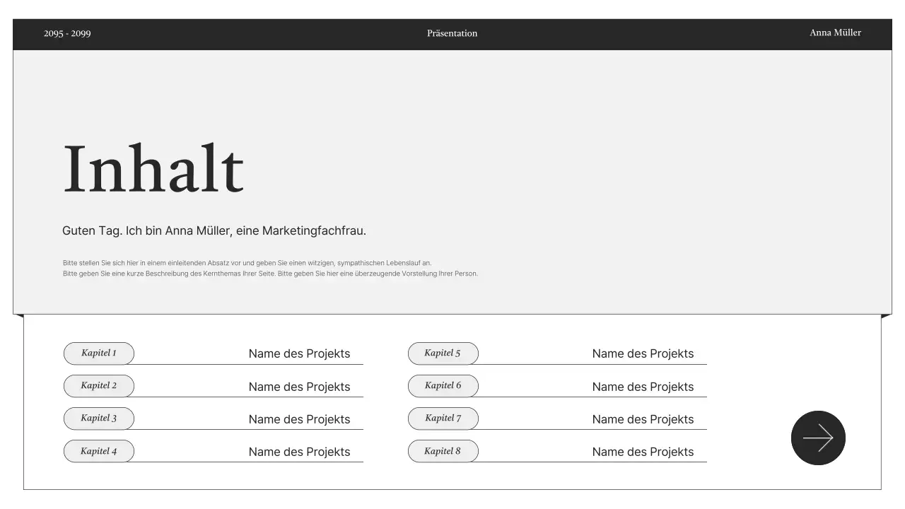Schwarz-Weiß-Minimalportfolio-Informationslieferung