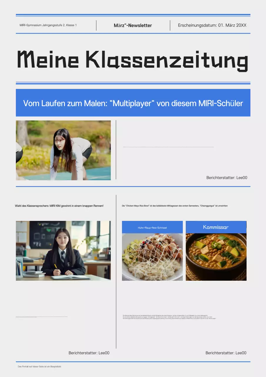 Graue einfache Schulzeitung