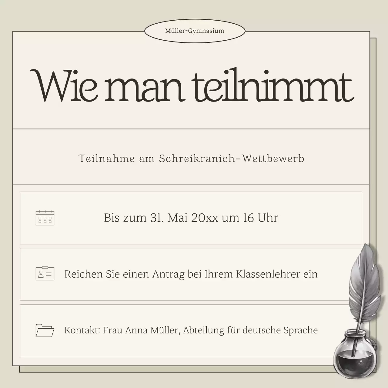 Beige Classic Lesewettbewerb