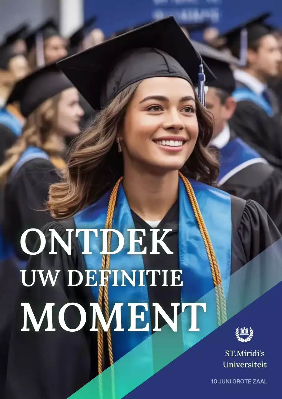 Blauwe moderne diploma-uitreikingsuitnodiging