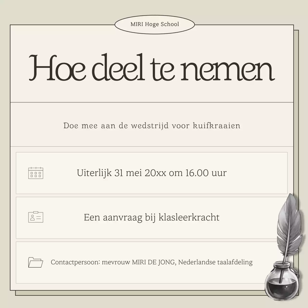 Beige Klassieke Leeswedstrijd