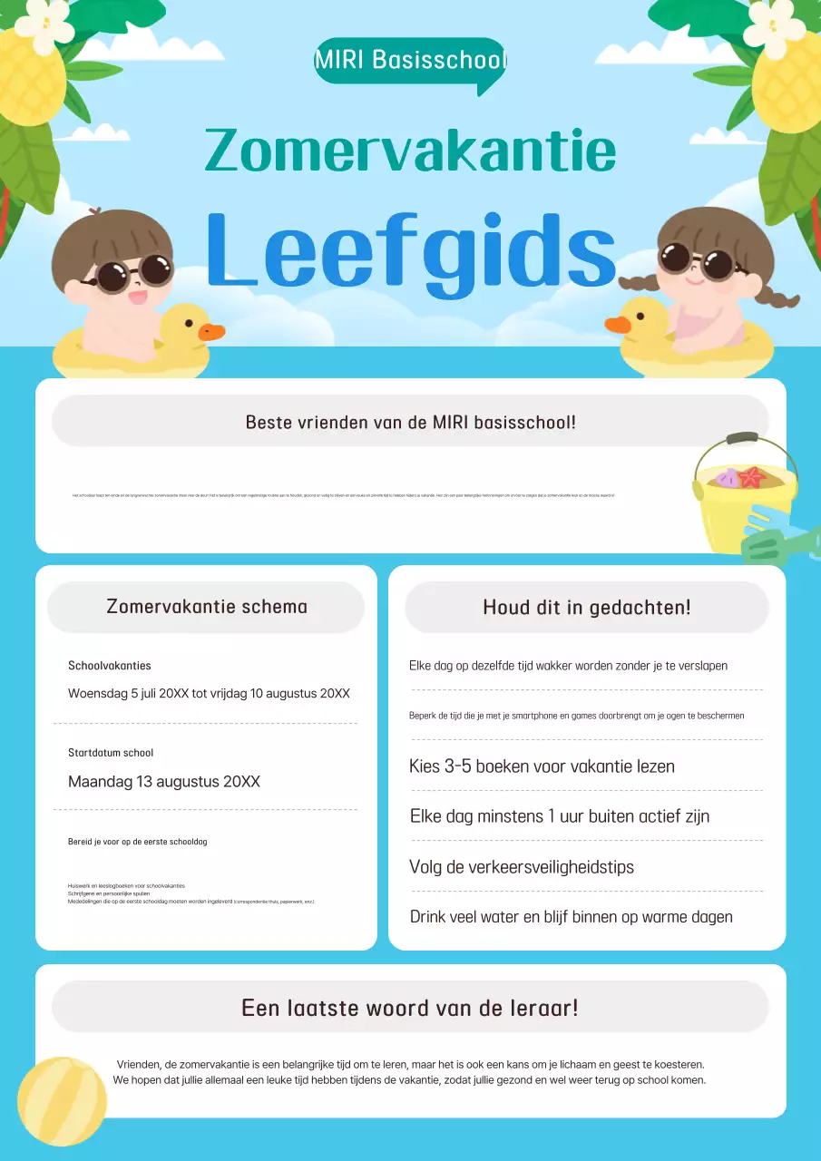 Hemelsblauwe baby zomervakantiegids