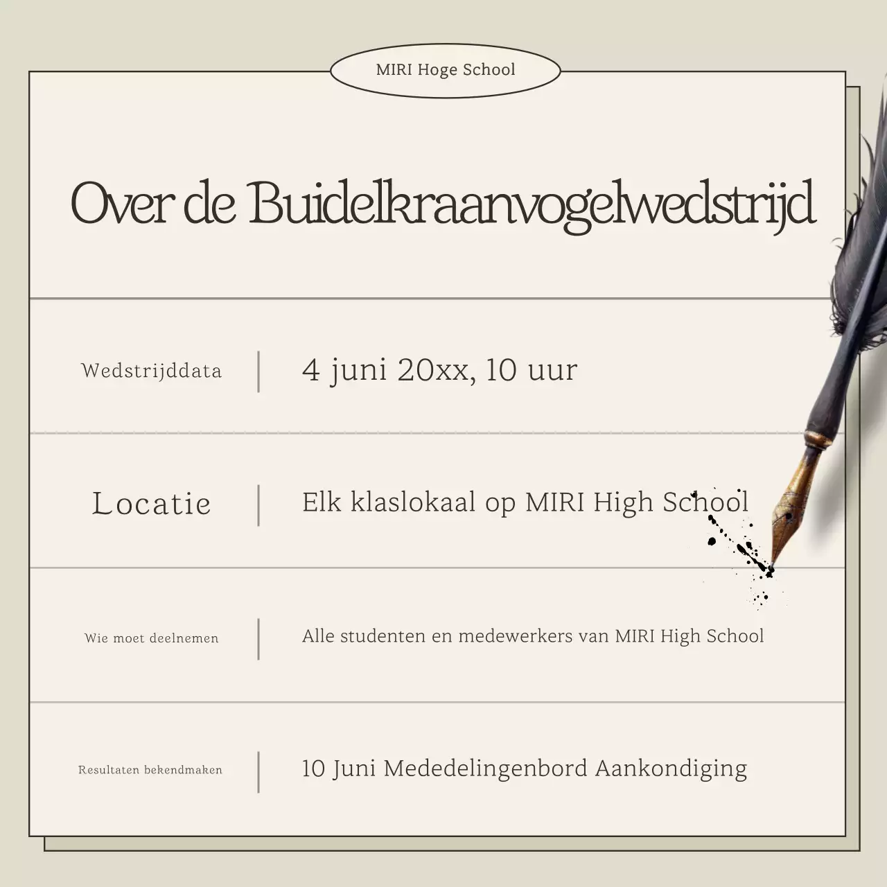 Beige Klassieke Leeswedstrijd