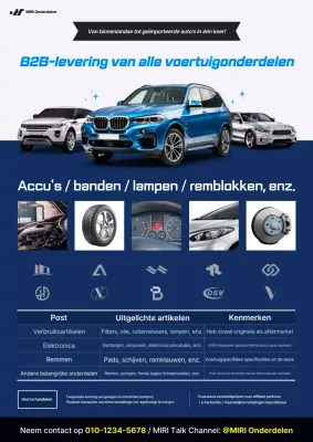 Blauwe moderne auto-advertentie