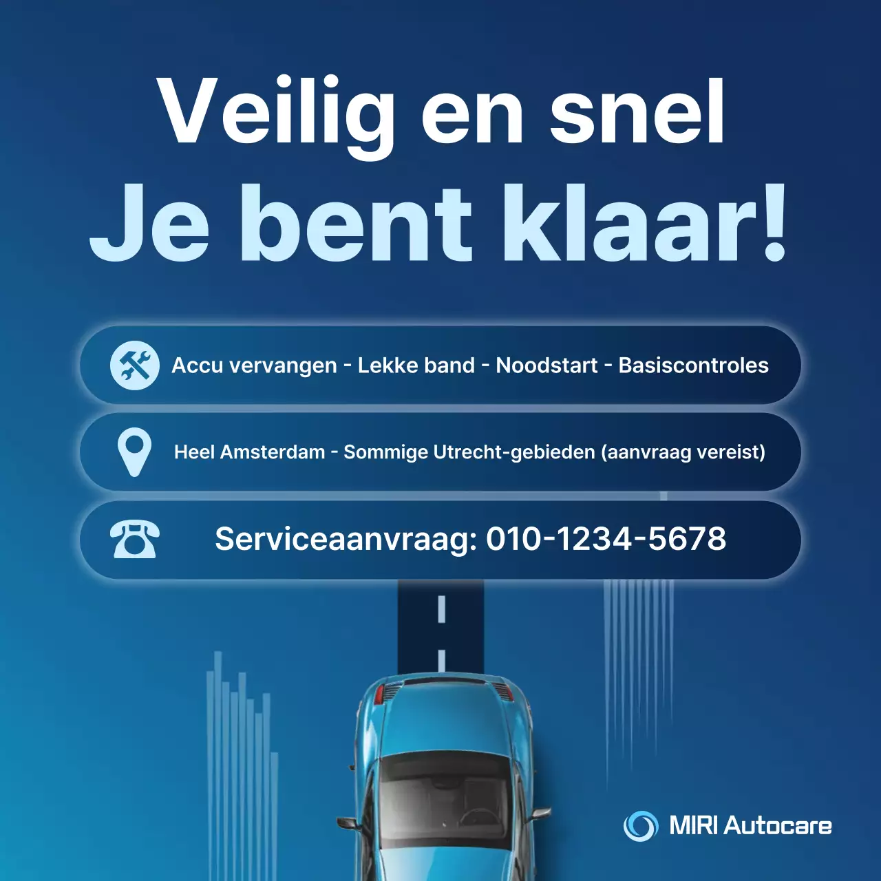 Blauwe moderne auto servicegids